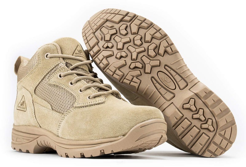 RYNO GEAR Men's Military & Tactical Boots, CoolMax Tactical Combat Military Durable Leather Work Utility 4.5" Boots (4.5" Beige, US Footwear Size System, Adult, Men, Numeric, Medium, 10.5) - Image 1